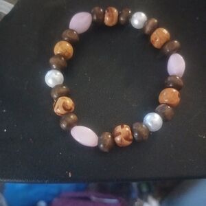 Elegant Pink and Brown Beaded Bracelet